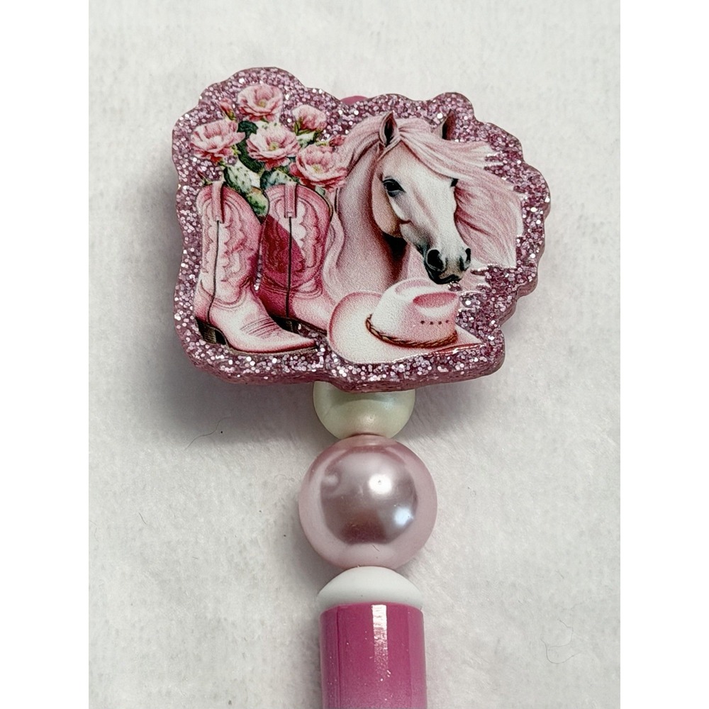 Horse Lovers Pink Cowgirl Pen White Stallion Western Custom Journaling Gift